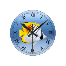 Horloge murale de poissons de papillon de Threadfi
