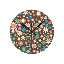 Horloge murale florale de ton de la terre horloges murales
