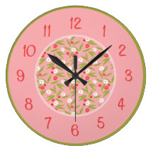Horloge murale florale japonaise rouge et blanche
