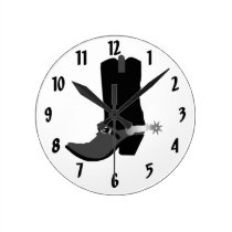 Horloge murale noire de botte de cowboy horloges murales