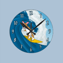 Horloge surfante de corgi de bande dessinée horloges murales