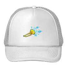 Horn abstract with stars coming out of the bell mesh hats