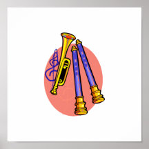 Horn and Two Woodwind Instruments Design Poster