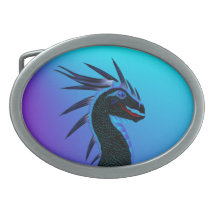 Horned Black Dragon Belt Buckle