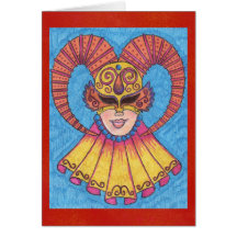 Horned Mardi Gras Mask Blank Card