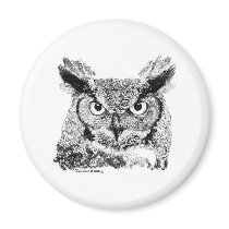 Horned Owl Refrigerator Magnets