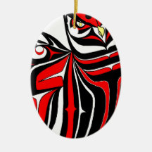 HORNED OWL RED CHRISTMAS TREE ORNAMENT