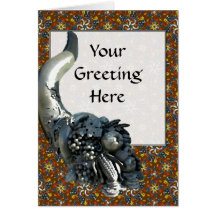 Horns of Plenty RIH  Sm Any Colour Greeting Card