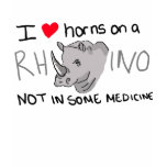 Horns on a rhino not in medicine t-shirts