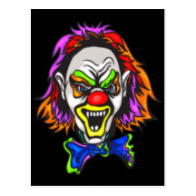 Horrid Evil Clown Postcard