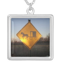 Horse and Buggy sign on necklace