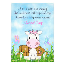Horse and Butterflies Baby Shower Invite for Girls