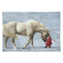 Horse and Girl in Winter Placemat