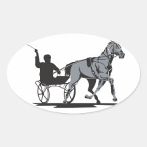 Horse and Jockey Harness Racing Oval Stickers