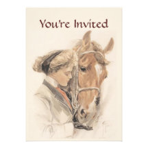 Horse and Lady Vintage Party Invitation