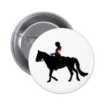 Horse and rider silhouette button