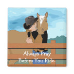 Horse and Rider Vector Art Prayer Magnet