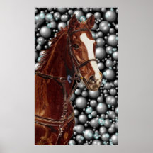 Horse & Bubbles Art Poster