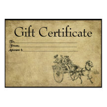 Horse & Buggy Ride- Prim Gift Certificate Cards Business Card