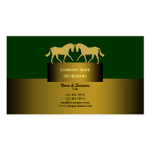Horse business marketing gold green business cards