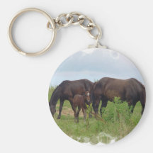 Horse Family Grazing Keychain