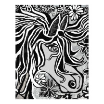 horse head black and white hand illustrated ornate personalized letterhead