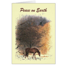 Horse in Winter Peace on Earth Greeting Card