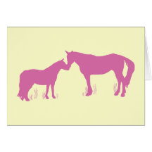 Horse Kisses (Dk. Pink) Greeting Cards