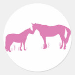 Horse Kisses (Dk. Pink) Round Sticker