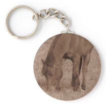 Horse Photograph in Sepia Key Chains