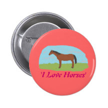 horse picture and 'I love horses' Button