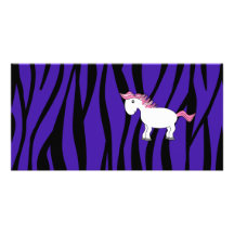 Horse purple zebra stripes photo card template