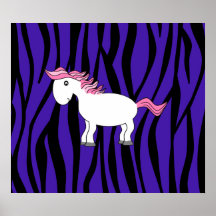 Horse purple zebra stripes posters