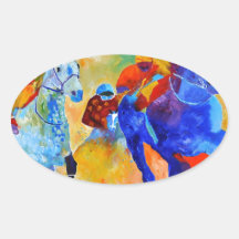 Horse race oval sticker