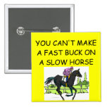 HORSE racing joke Buttons