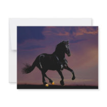 Horse silhouette galloping free at sunset personalized invitation