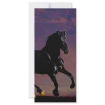 Horse silhouette galloping free at sunset rack card