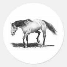HORSE, STALLION, PENCIL ART REALISM STICKERS