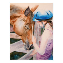 HorseBack Riding Girl & Horse Animal Lover Cards Postcard