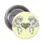 Horses And Heart Rainbow Coloured Button