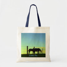 Horses at Sunset. Lititz Pa. Tote Bag. (Plain)