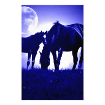 Horses & Blue Night Custom Stationery