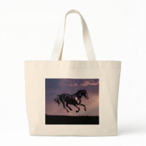 Horses Dance silhouette at sunset Canvas Bags
