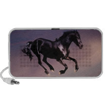 Horses Dance silhouette at sunset Ipod Speaker