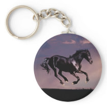Horses Dance silhouette at sunset Keychain