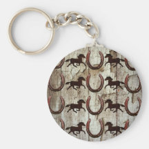 Horses Horseshoes on Barn Wood Cowboy Gifts Keychains