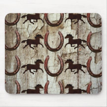 Horses Horseshoes on Barn Wood Cowboy Gifts Mouse Pad