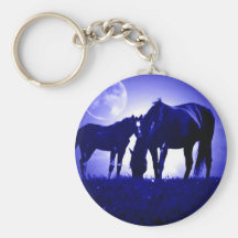 Horses in Blue Night Keychain