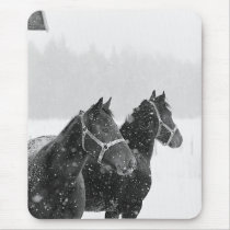 Horses in Snowfall Mouse Pads
