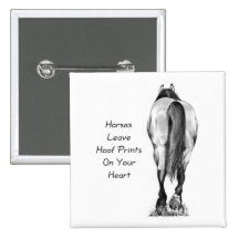 Horses Leave Hoofprints On Your Heart: Pencil Art Pins